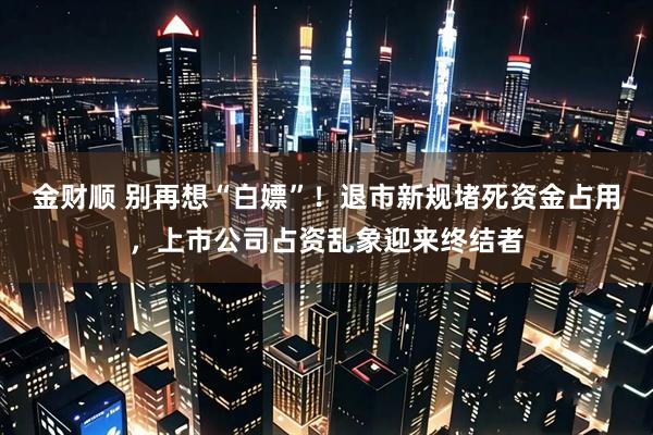 金财顺 别再想“白嫖”！退市新规堵死资金占用，上市公司占资乱象迎来终结者