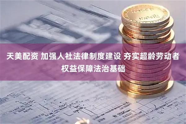 天美配资 加强人社法律制度建设 夯实超龄劳动者权益保障法治基础
